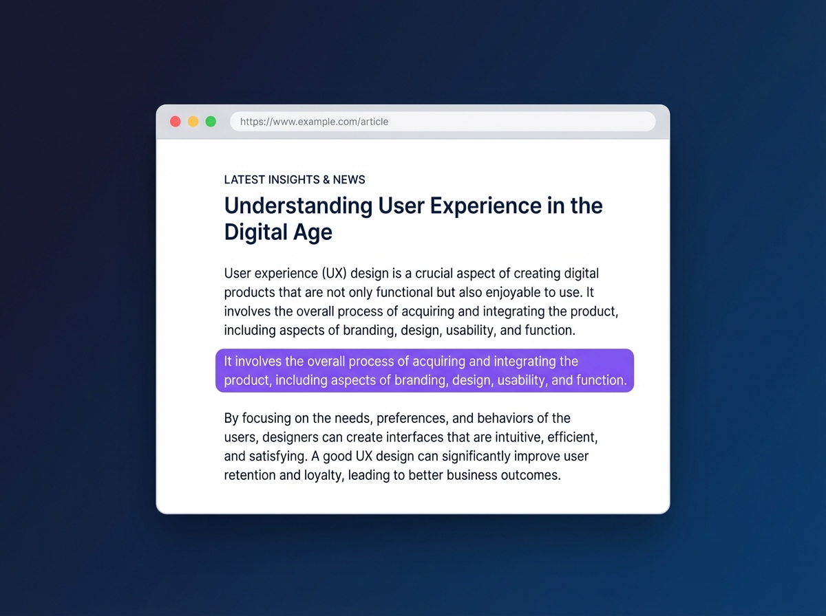 Select text on any webpage